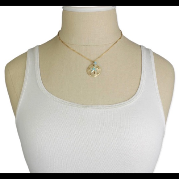 ZAD Gold Enamel Sandollar & Bead Necklace - Picture 3 of 3